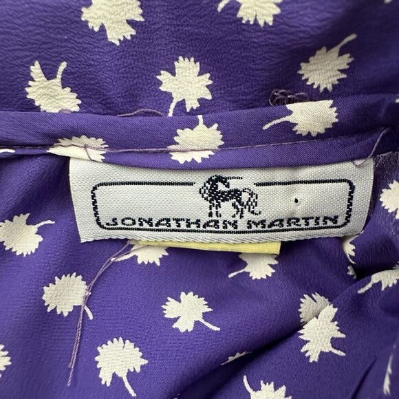 Jonathan Martin Womens Vintage 80s Midi Shirt Dress Size 13/14 Purple Floral - Picture 5 of 11
